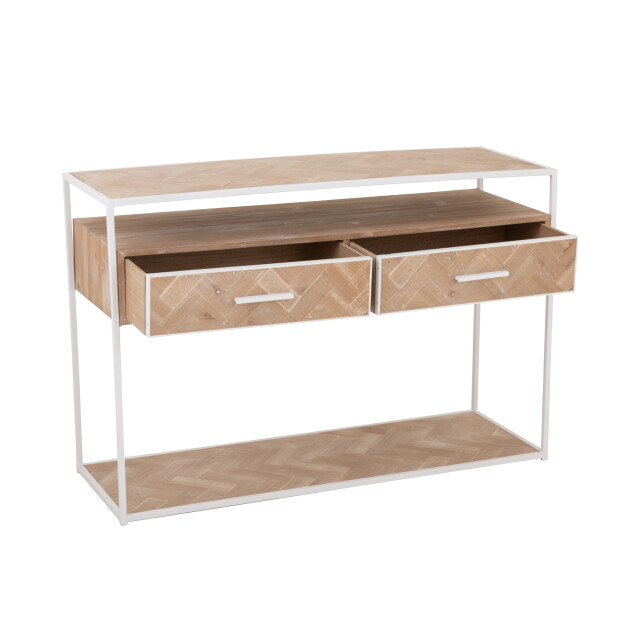 J-Line console zigzag 2 lades hout/metaal naturel/ 120x40x80cm 3000752 large