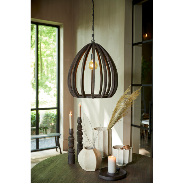 Light & Living hanglamp Ø50x54 cm barsia hout donker 2883680 large
