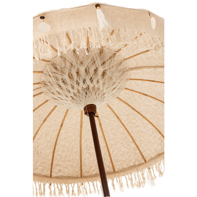 J-Line parasol kwastjes/schelpen hout donker bruin large 188x188x250cm 3000162 large