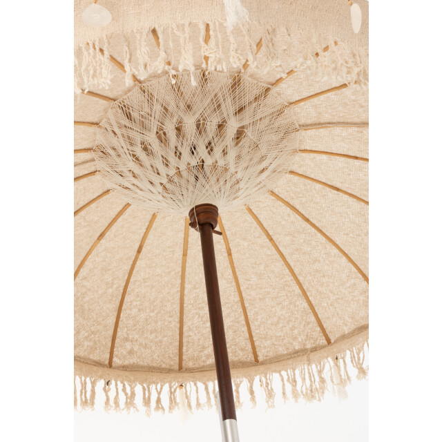 J-Line parasol kwastjes/schelpen hout donker bruin large 188x188x250cm 3000162 large