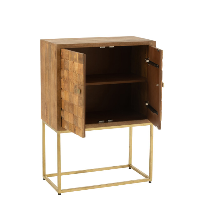 J-Line kast nino op staander metaal/mangohout /goud 76x40x122cm 3001775 large