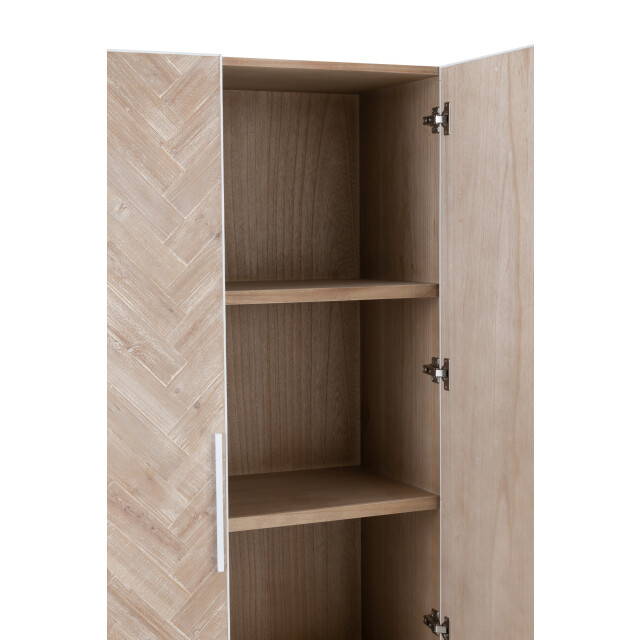 J-Line kast hoog 2 deuren zigzag hout/metaal naturel/ 95x42x186cm 3000760 large