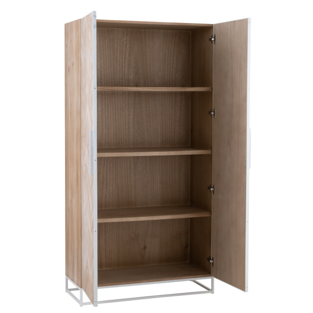 J-Line kast hoog 2 deuren zigzag hout/metaal naturel/ 95x42x186cm 3000760 large