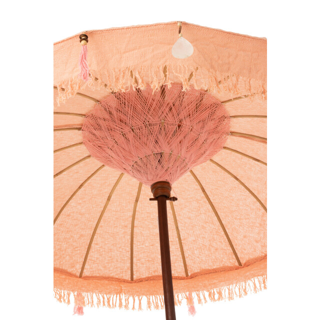 J-Line parasol+voet kwastjes/schelpen peche hout donker bruin small - 3000165 large