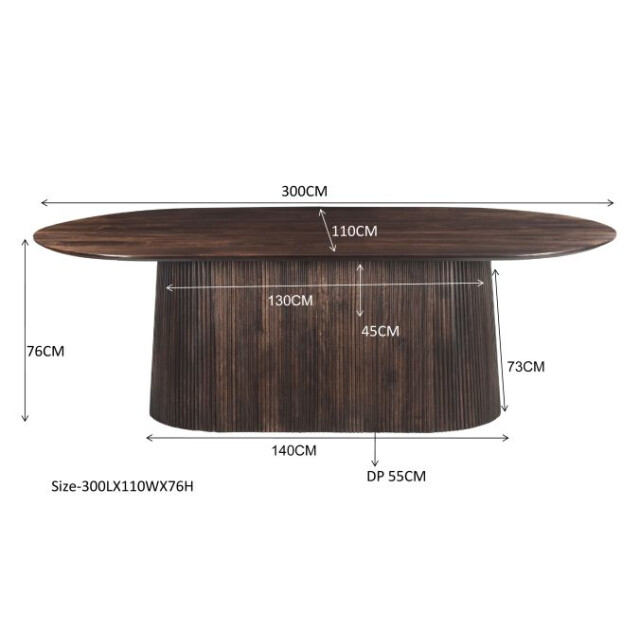 Livingfurn eetkamertafel salvator walnut 300cm mangohout 2630749 large