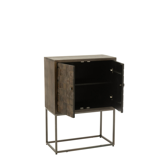 J-Line kast pino metaal/mangohout /grijs 76x40x122cm 3001779 large