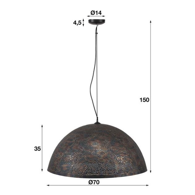 Hoyz Hoyz hanglamp Ø70 half ronde metalen hanglamp transparant 2061395 large