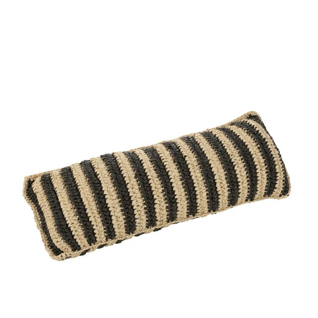 J-Line ligzetel+kussen strepen geweven plastiek/teak /naturel - 3013876 large