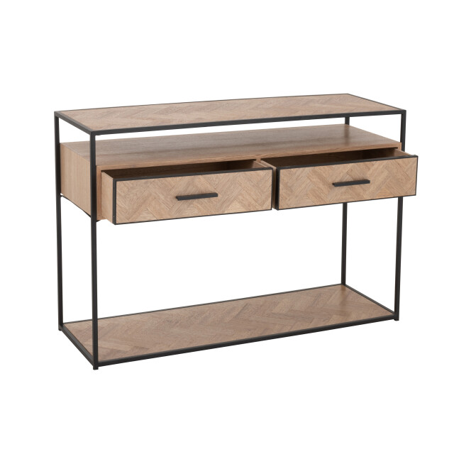 J-Line console zigzag 2 lades hout/metaal naturel/ 120x40x80cm 3000764 large