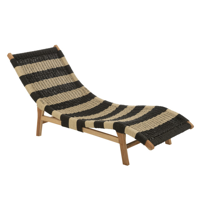 J-Line ligzetel+kussen strepen geweven plastiek/teak /naturel - 3013876 large
