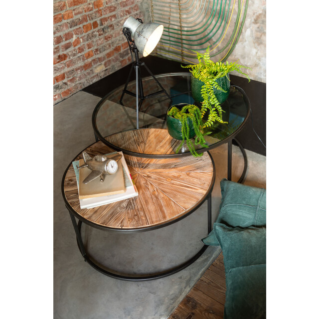 J-Line salontafelset rond metaal 91x91x41cm set van 2 2999126 large