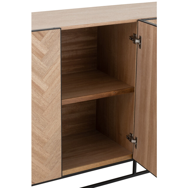 J-Line dressoir 4 deuren zigzag hout/metaal naturel/ 180x40x87cm 3013808 large