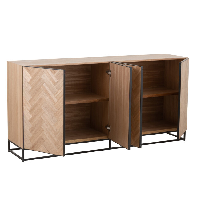 J-Line dressoir 4 deuren zigzag hout/metaal naturel/ 180x40x87cm 3013808 large