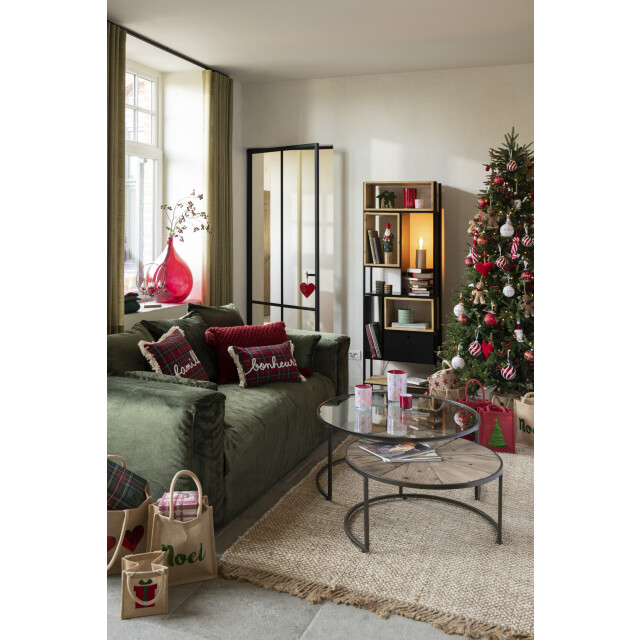 J-Line kussen ruit famille rood/groen 45x45x12cm 3065837 large