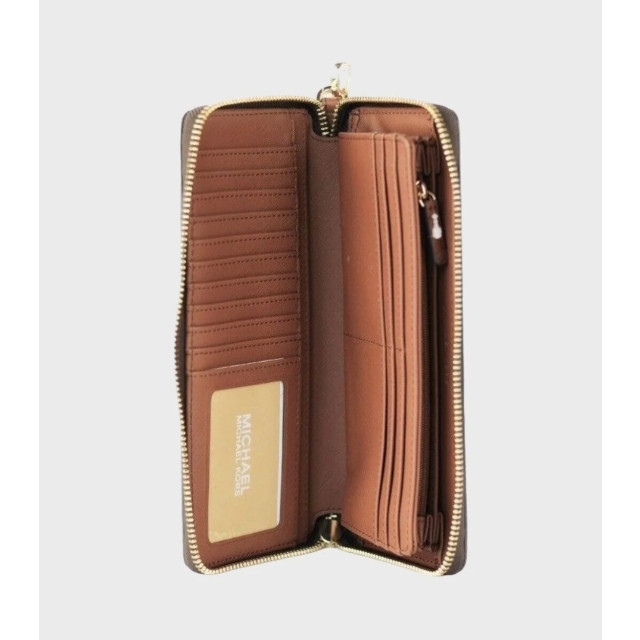 Michael Kors Jet set travel large signature continental portemonnee Michael Kors Jet Set Large Bruin Continental Portemonnee large