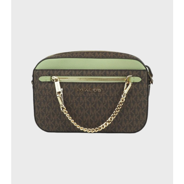 Michael Kors Jet set / groen crossbody tas Michael Kors Jet Set Bruin / Groen Crossbody Tas large