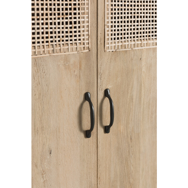 J-Line kast 3deuren+4laden geweven riet mangohout 115x45x175.5cm 3003523 large