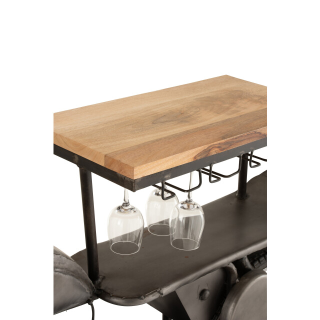 J-Line bar motorfiets 12glazen 6flessen metaal/mango hout donkergrijs/ 3000241 large