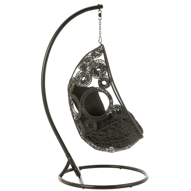 J-Line hangstoel+kussens bula metaal/riet 113x103x197cm 3004110 large