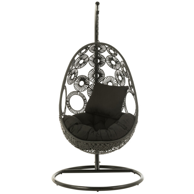 J-Line hangstoel+kussens bula metaal/riet 113x103x197cm 3004110 large