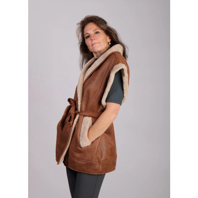 Studio Amaya Lammy oversized gilet strikceintuur maya Lammy oversized gilet met strikceintuur Maya  large