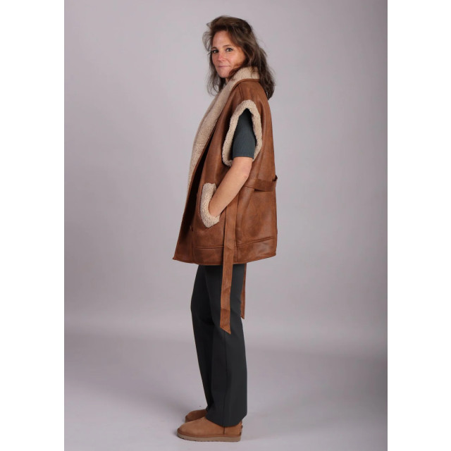 Studio Amaya Lammy oversized gilet strikceintuur maya Lammy oversized gilet met strikceintuur Maya  large