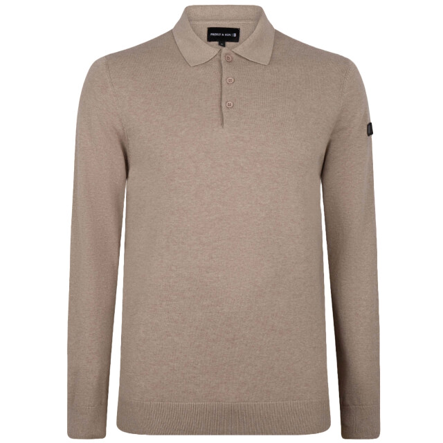 PRESLY & SUN Brad long sleeve knitted polo PS-BRAD-TAU-L large