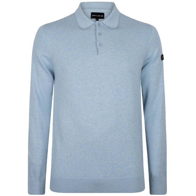 PRESLY & SUN Brad long sleeve knitted polo PS-BRAD-SKY-L large