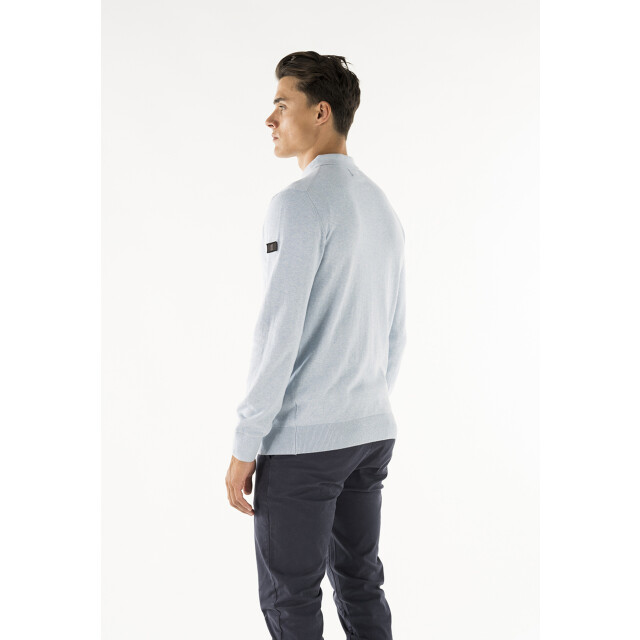 PRESLY & SUN Brad long sleeve knitted polo PS-BRAD-SKY-L large