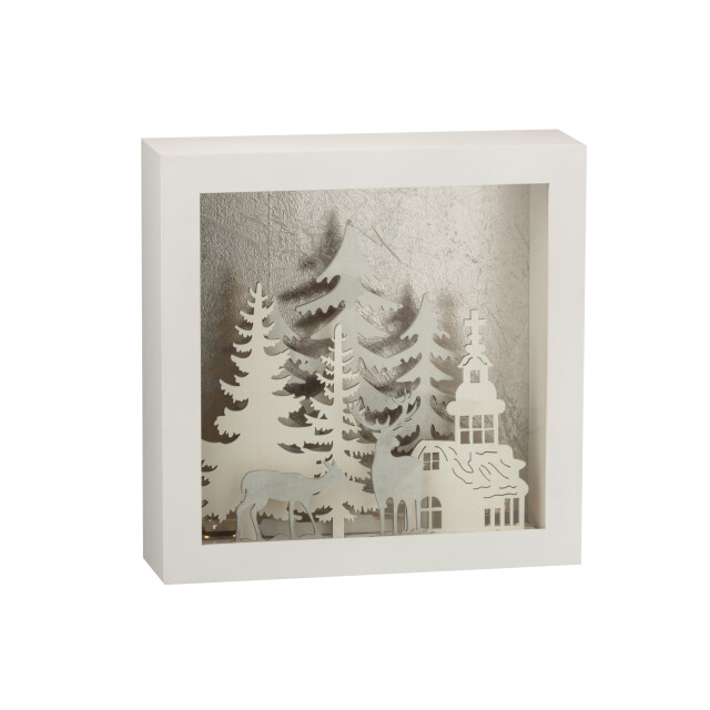 J-Line kader 3d led winter pvc/glas zilver 24.5x7x24.5cm 3005742 large