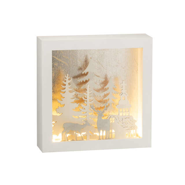 J-Line kader 3d led winter pvc/glas zilver 24.5x7x24.5cm 3005742 large