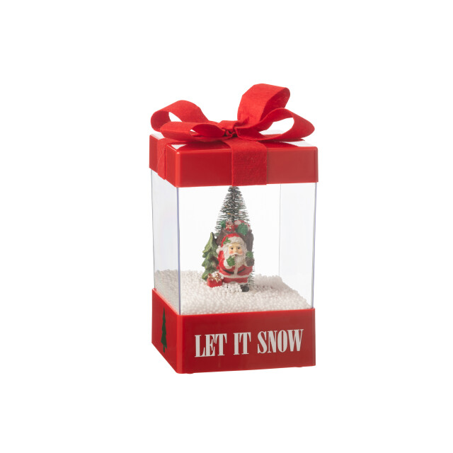 J-Line sneeuwbol geschenkdoos led kerstman resine 13.5x13.5x20cm 3009914 large