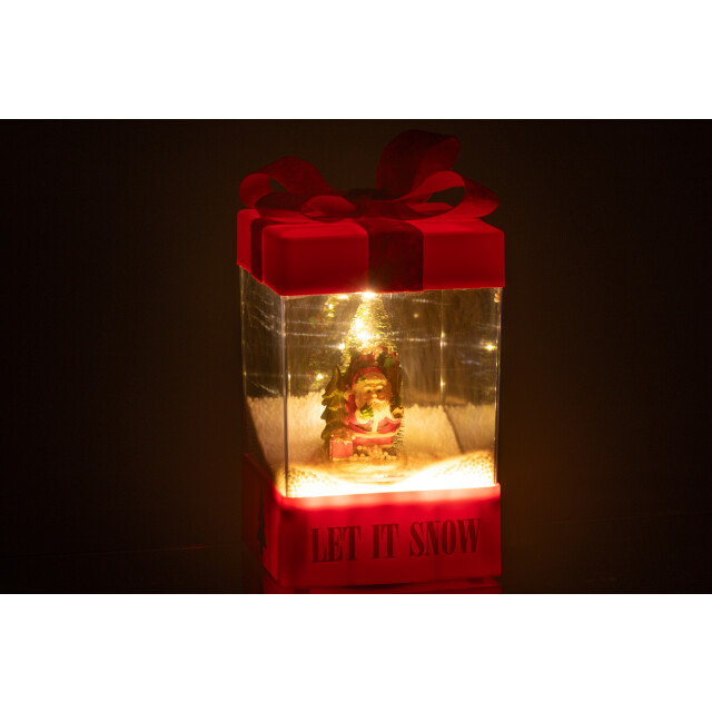 J-Line sneeuwbol geschenkdoos led kerstman resine 13.5x13.5x20cm 3009914 large