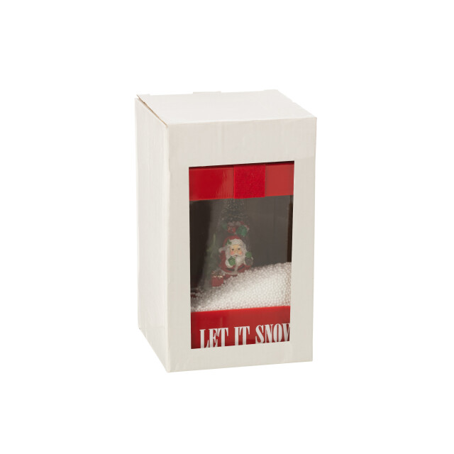 J-Line sneeuwbol geschenkdoos led kerstman resine 13.5x13.5x20cm 3009914 large