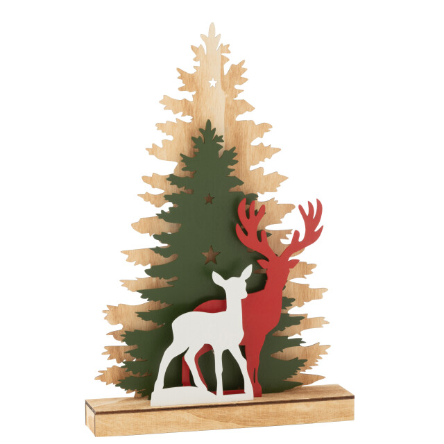 J-Line deco winter led rendier bomen hout mix 29.5x6x44.5cm 3010185 large