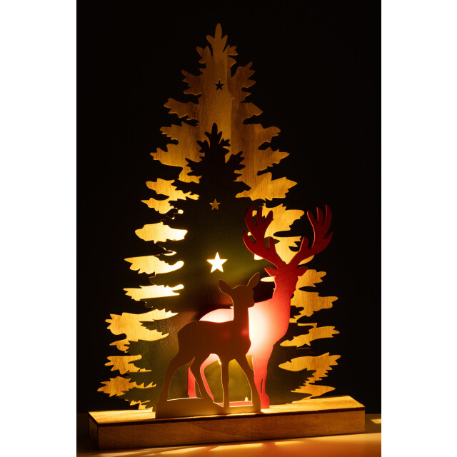 J-Line deco winter led rendier bomen hout mix 29.5x6x44.5cm 3010185 large
