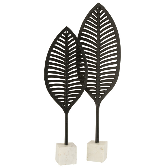 J-Line figuur blad fijn decoratief aluminium/marmer /wit large - 3007756 large