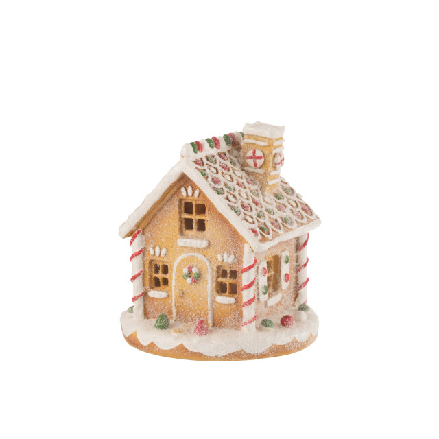 J-Line huis led peperkoek resin mix 22x22x23cm 3009566 large