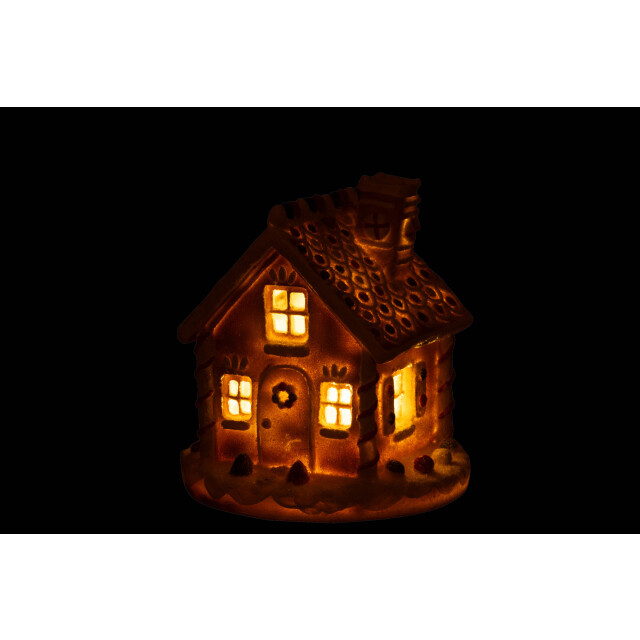 J-Line huis led peperkoek resin mix 22x22x23cm 3009566 large