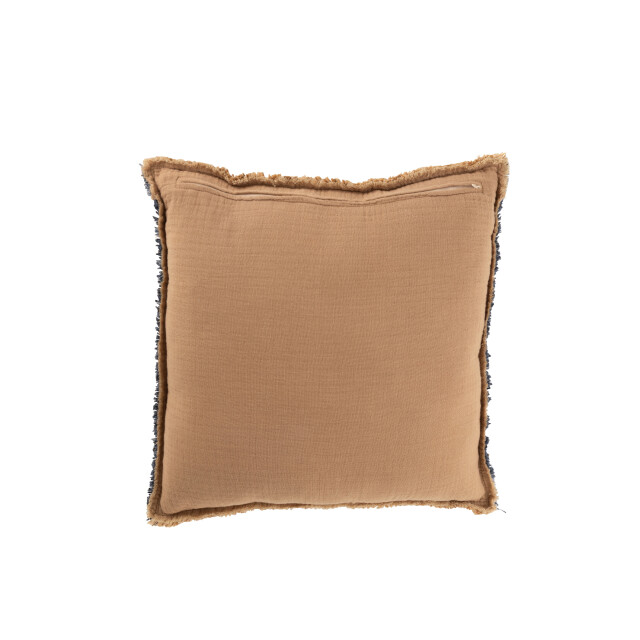 J-Line kussen gerafelde randen polyester/katoen licht/blauw 45x45x12cm 3002530 large