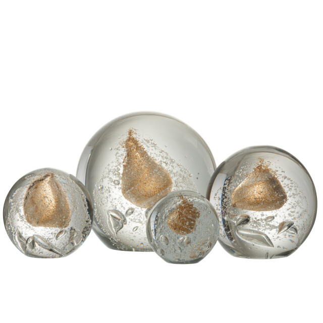 J-Line presse papier bubbel glas goud extralarge 17x17x17cm 3010617 large
