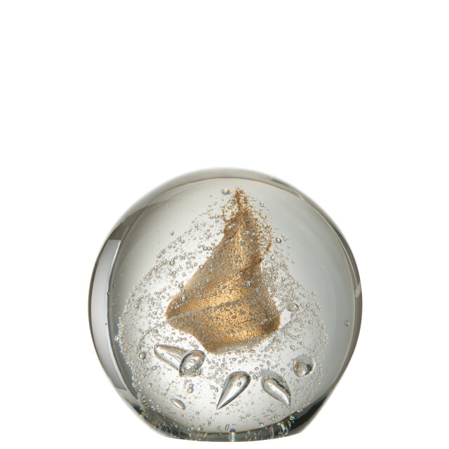 J-Line presse papier bubbel glas goud extralarge 17x17x17cm 3010617 large
