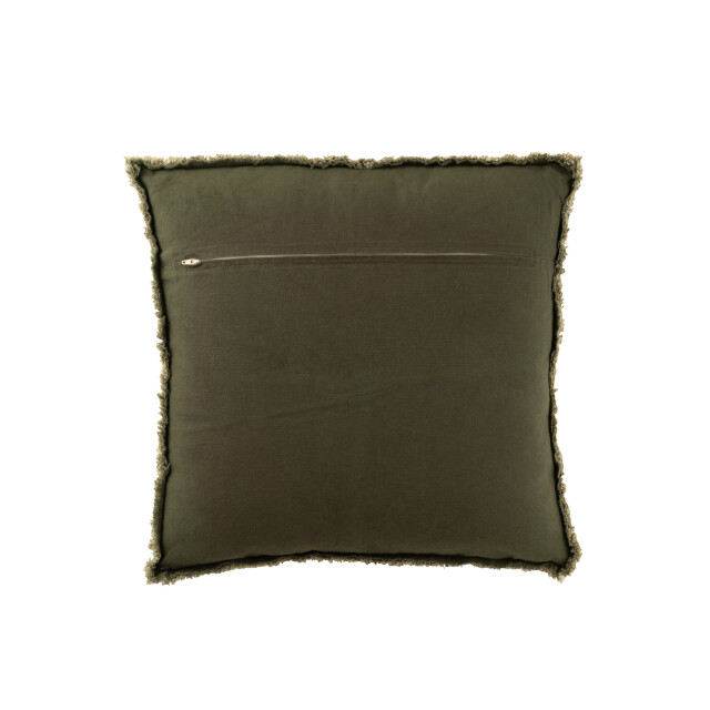 J-Line kussen gerafelde randen polyester/katoen donker 45x45x12cm 3002526 large