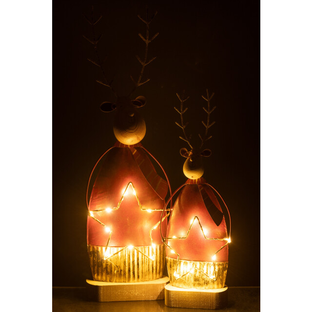 J-Line rendier deco+sjaal/bril led metaal roest/goud large 45x14x6.5cm 3009857 large