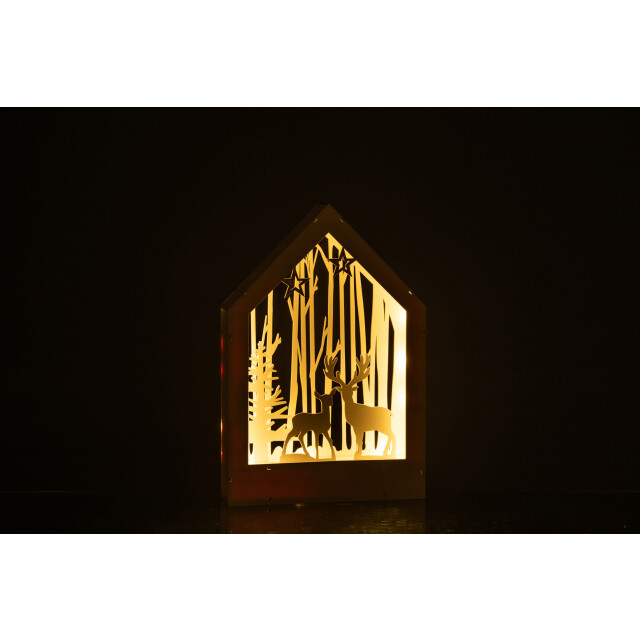 J-Line deco winter herten+bomen led hout 24x5x34.5cm 3006391 large