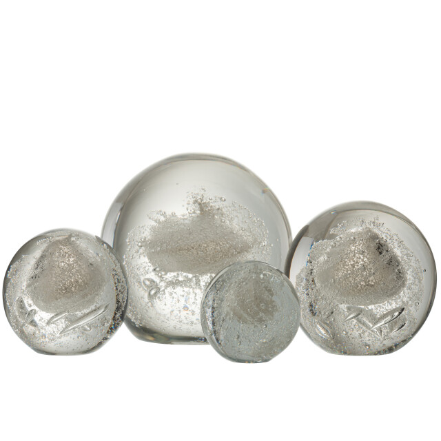 J-Line presse papier bubbel glas zilver extralarge 16x16x15.5cm 3010607 large