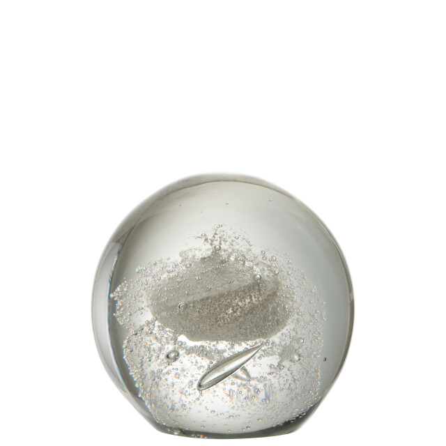 J-Line presse papier bubbel glas zilver extralarge 16x16x15.5cm 3010607 large
