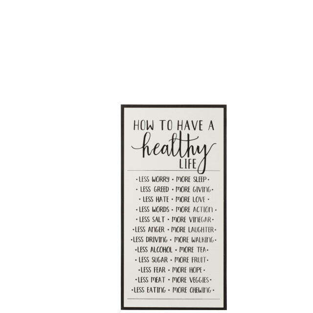 J-Line plakkaat how to have a healthy life hout/keramiek /zwart - 3005586 large