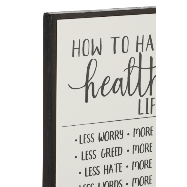 J-Line plakkaat how to have a healthy life hout/keramiek /zwart - 3005586 large