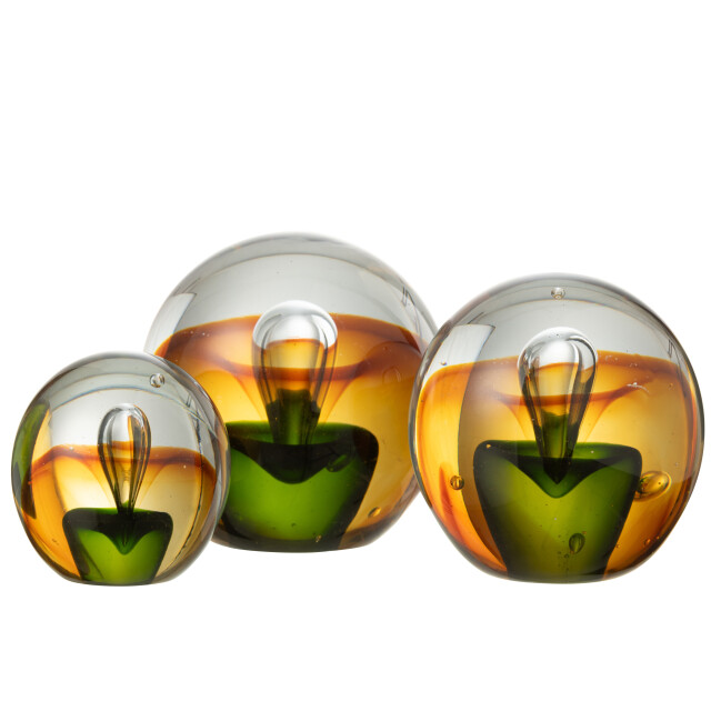 J-Line presse papier druppel glas amber/groen large 12x12x12cm 3009941 large